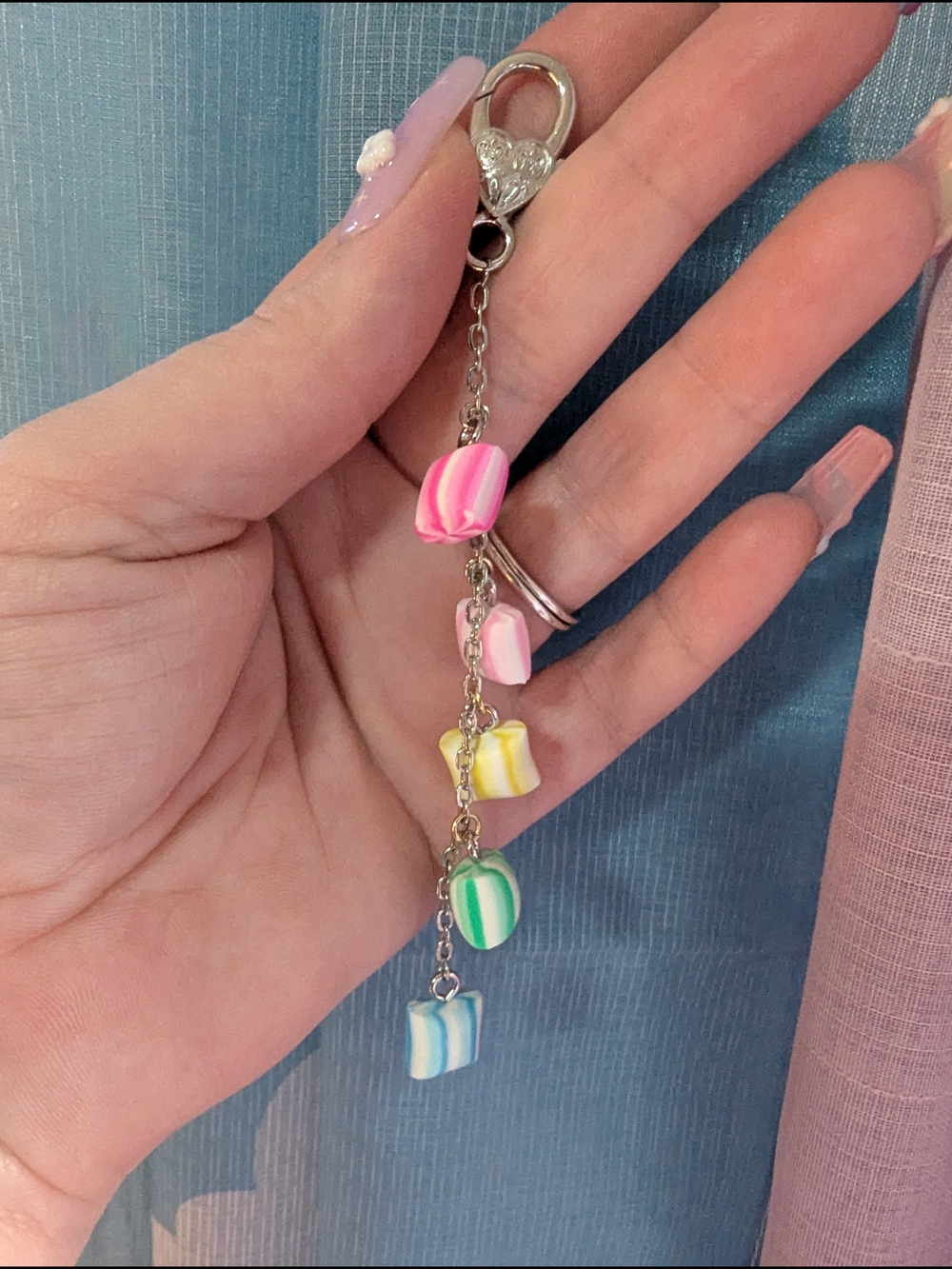 Colorful Candy Charm Keychain - Pink, Yellow, Green, Blue